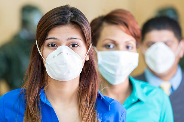 masked people virus stock image